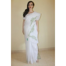 White cutwork saree